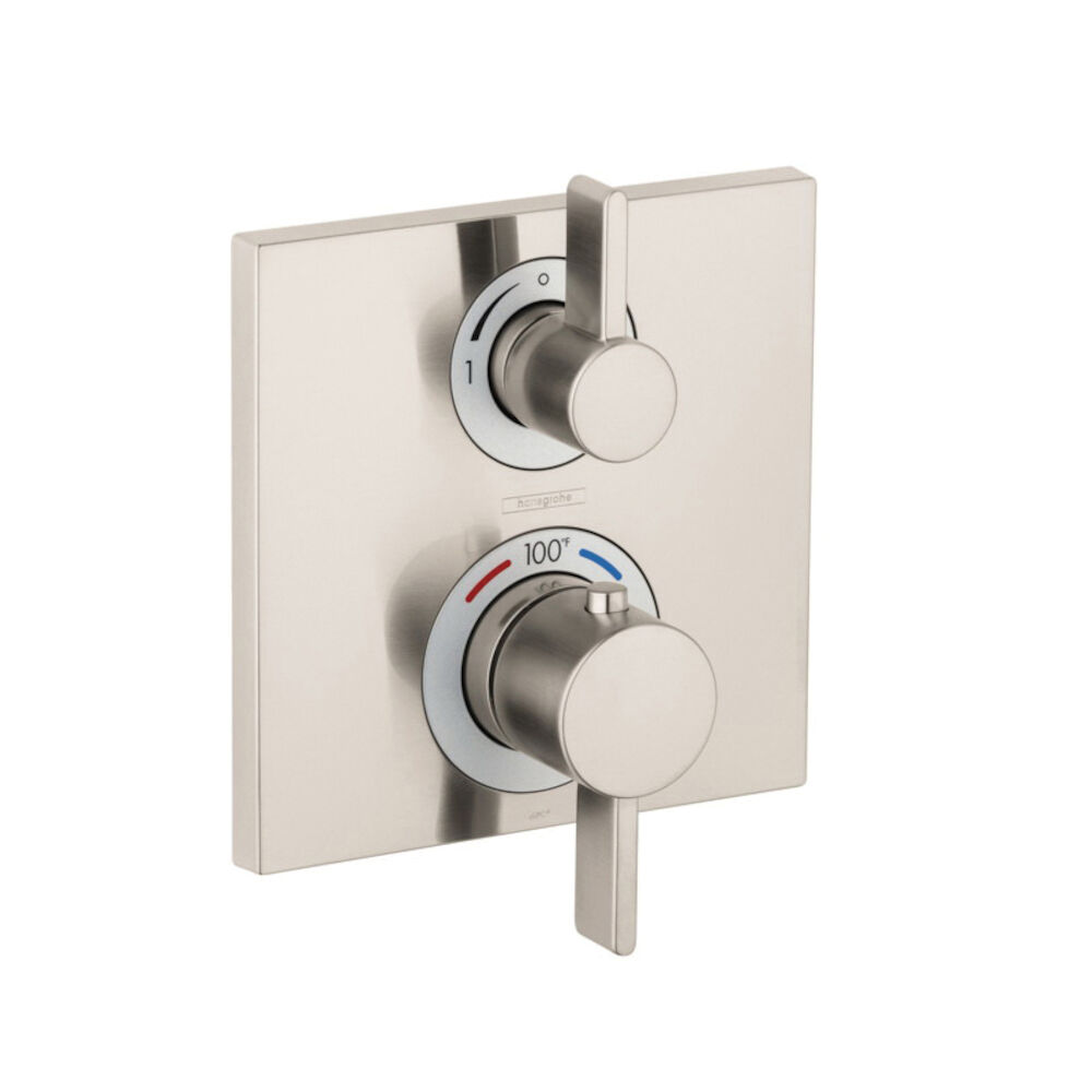 15714821 Ecostat Square Thermostatic Trim With Volume Control and Diverter, Brushed Nickel