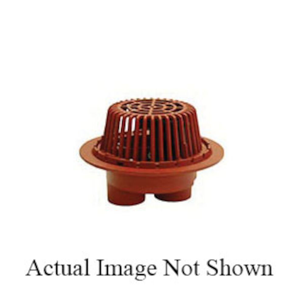 WADE 546726 3046 Large Area Dual Outlet Roof and Overflow Drain With Flange, Cast Iron Drain