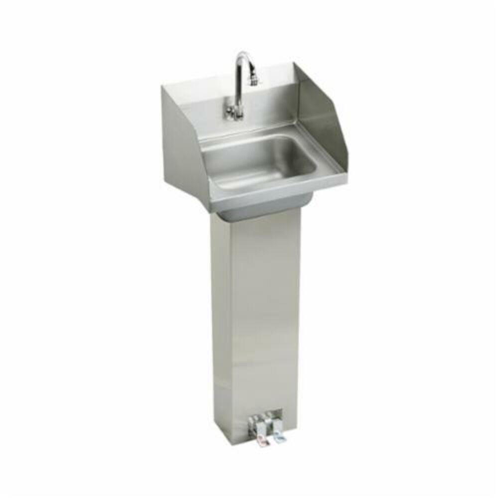 CHSP1716LRSC Scrub Handwash Sink Package, Rectangular, Pedestal Mount, 304 Stainless Steel, Buffed Satin