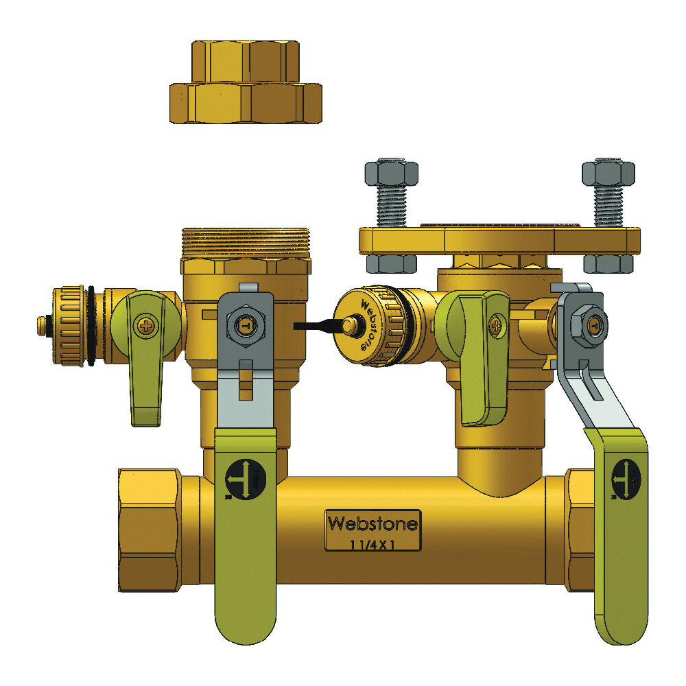 Webstone Hydro-Core™ H-48754-43 Hydronic Valve Manifold, 1" FNPT Inlets 1-1/4" FNPT Outlets, Brass, Import