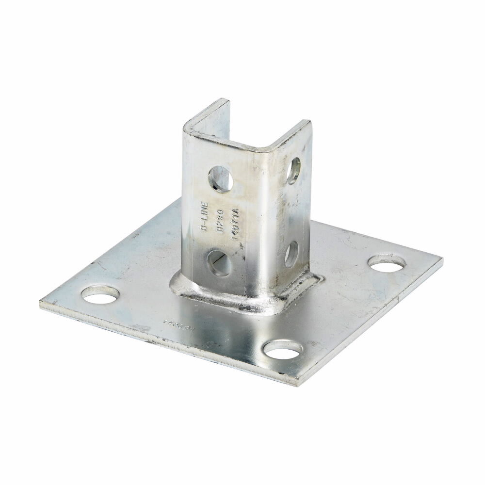 B-Line B280SQGRN Type U Square Post Base, 1 Channels, Centered Channel Position, 3-1/2" Base, Steel
