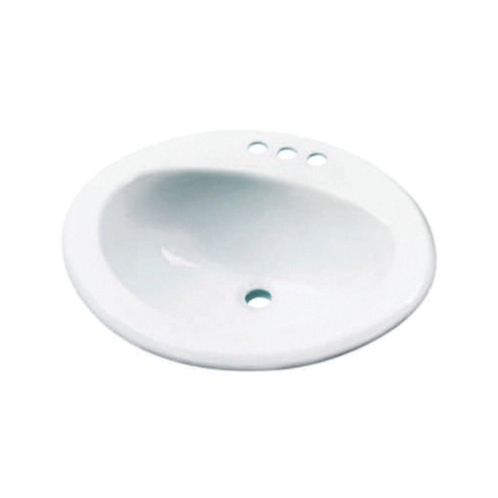 12-844 Luxoval™ Self-Rimming Bathroom Sink With Concealed Overflow, Oval, Vitreous China, White