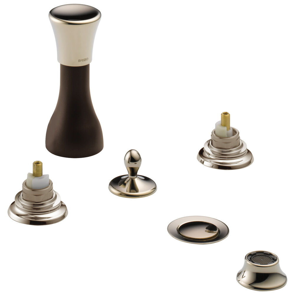 Brizo Charlotte® 4-Hole Mount Bidet Faucet with Vacuum Breaker - Less Handles, Cocoa Bronze / Polished Nickel