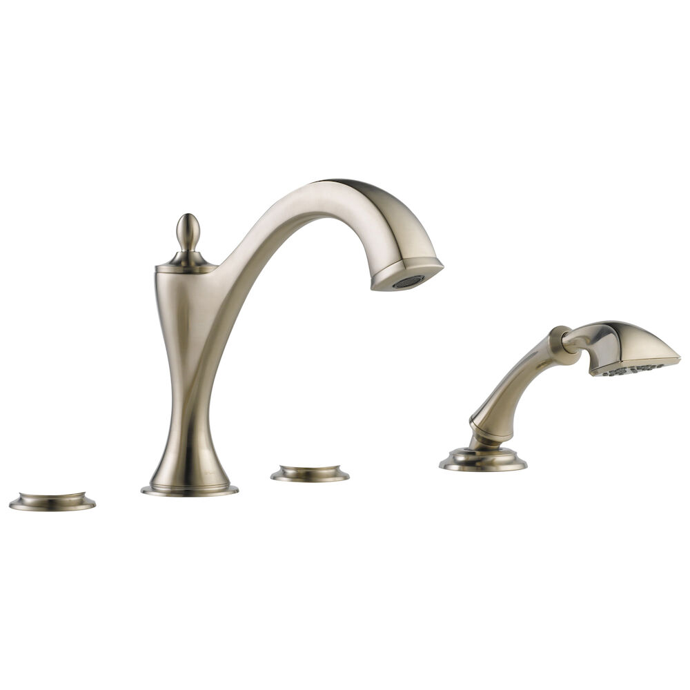 Brizo Charlotte® Roman Tub Faucet with Hand Shower Trim - Less Handles, Brushed Nickel