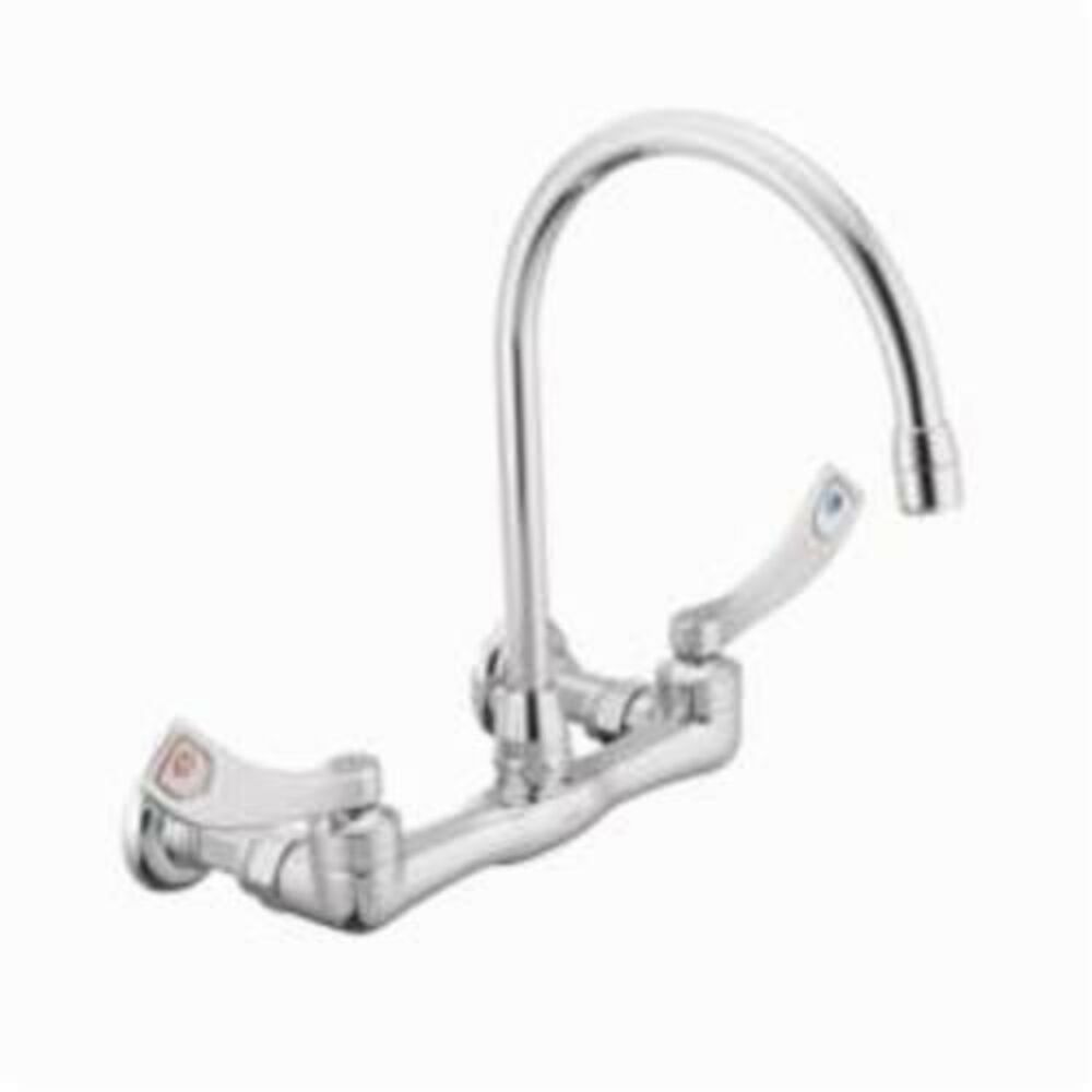 Moen® 8126 M-DURA™ Utility Faucet, 1.5 gpm, 7-5/8 to 8-3/8" Center, 2 Handles, Chrome Plated, Import