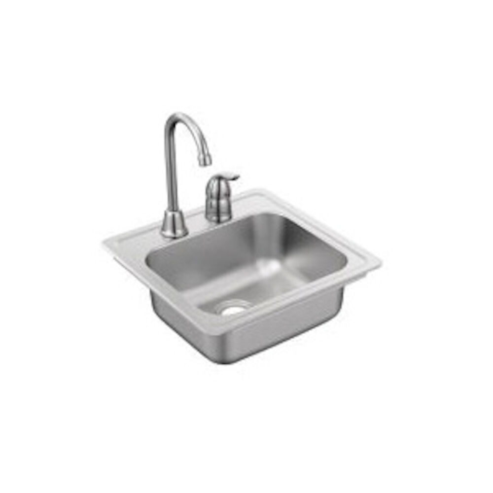 TG2045622BQ 2000 Drop-In Kitchen Sink, 12-1/4 in Lx10-1/4 in W Bowl, 2 Faucet Holes, 15 in Lx15 in Wx5-1/2 in H, Stainless Steel, Brushed/Satin Stainless