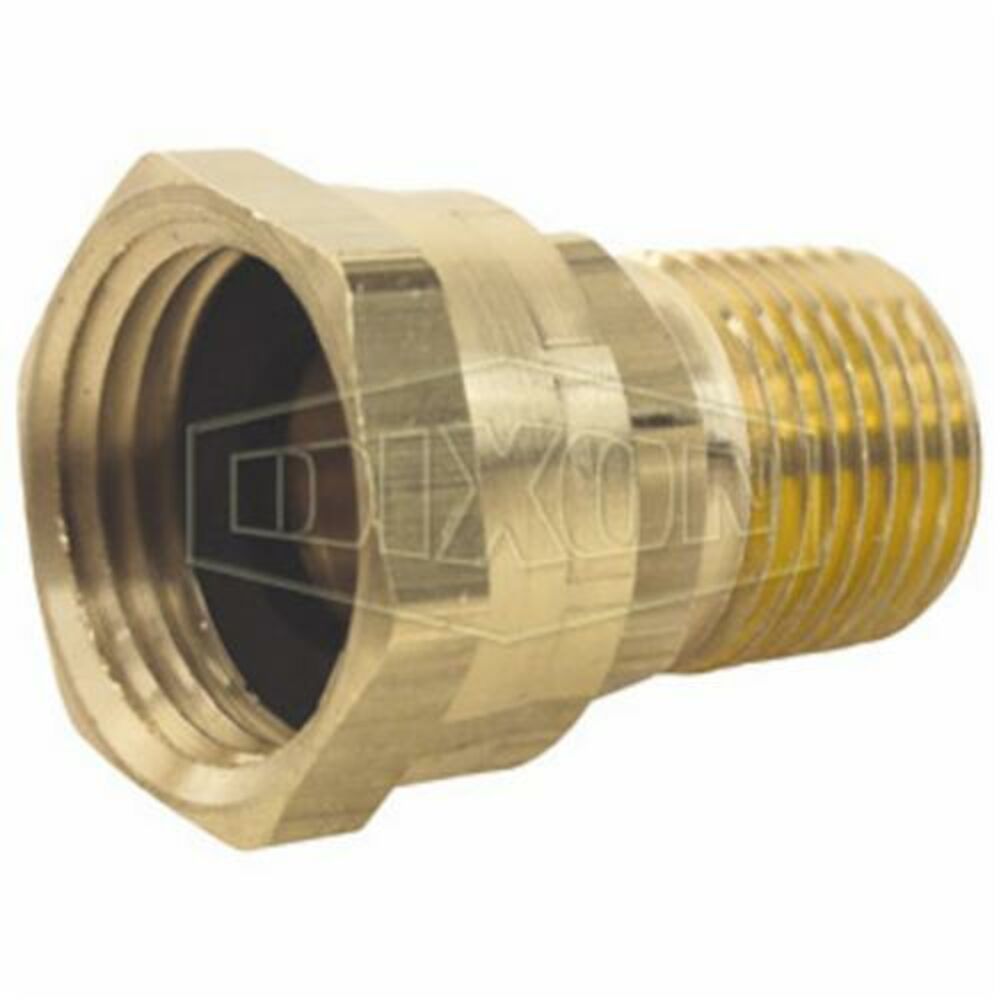 Dixon® 5041208C Garden Hose Adapter, 3/4-11-1/2x1/2-14, Female Garden Hose Thread SwivelxMNPT, Brass, Domestic