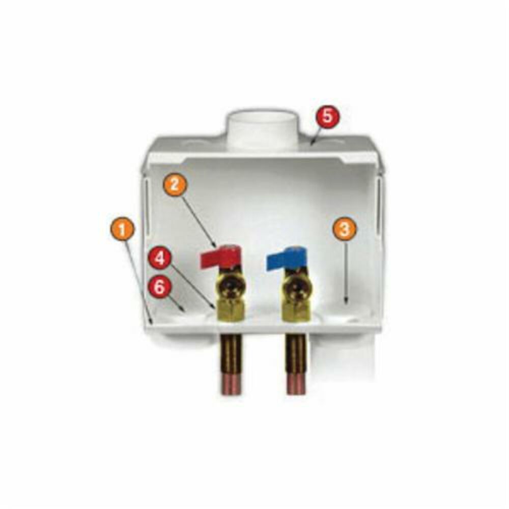 Water-Tite DU-ALL™ 85632 Dual Drain Washing Machine Outlet Box With Single Lever Valve, White, Domestic