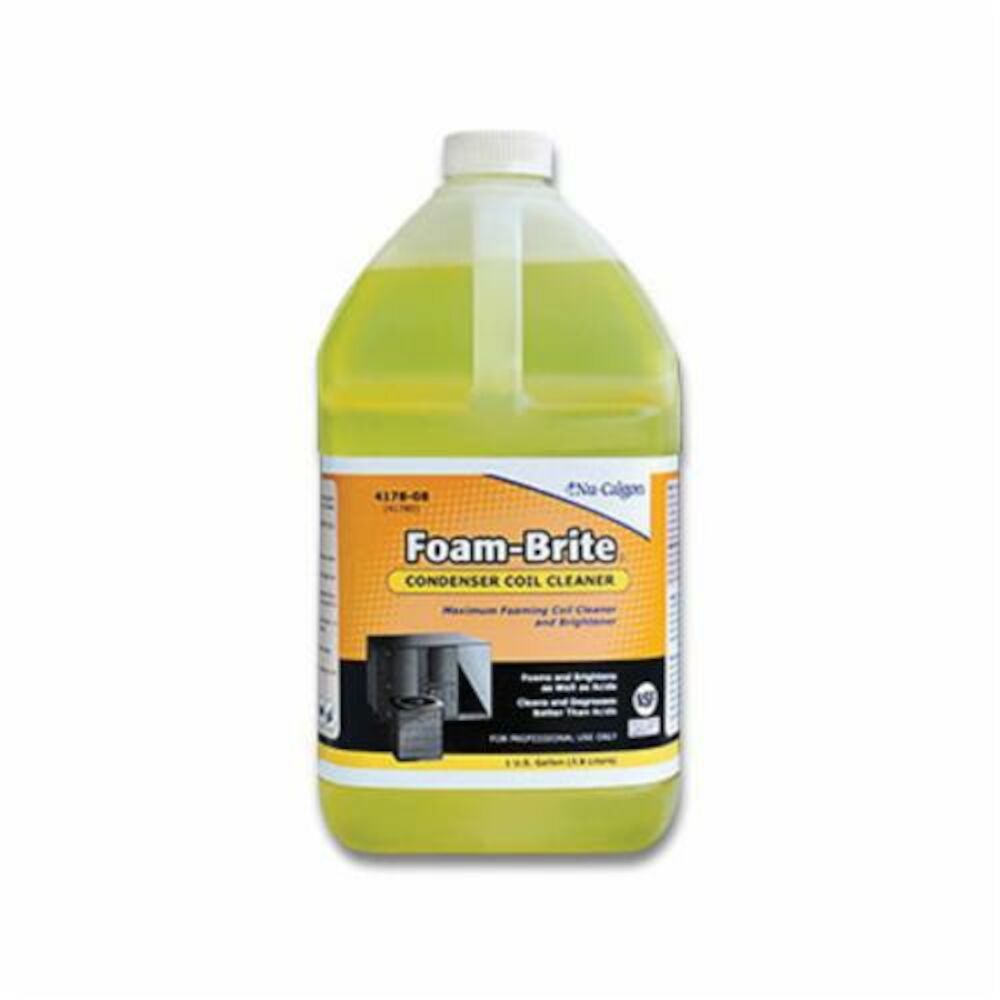 Nu-Calgon Foam-Brite® 4178-08 Alkaline Ultra-High Foaming Coil Cleaner, 1 gal Bottle, Liquid, Yellow, Bland