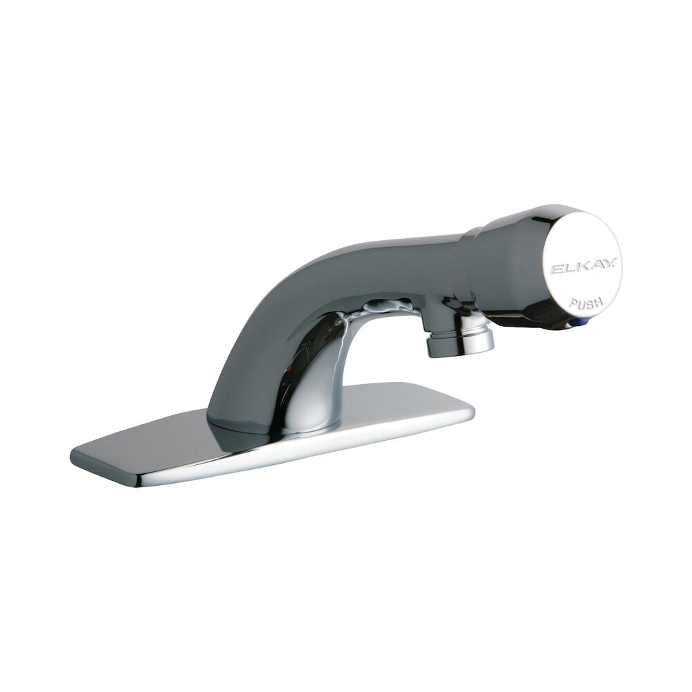LK652 Elkay Single Hole Deck Mount Metered Lavatory Faucet w/ 2-1/8" Cast Spout, Push Button Handle and Escutcheon, 1 GPM, Chrome