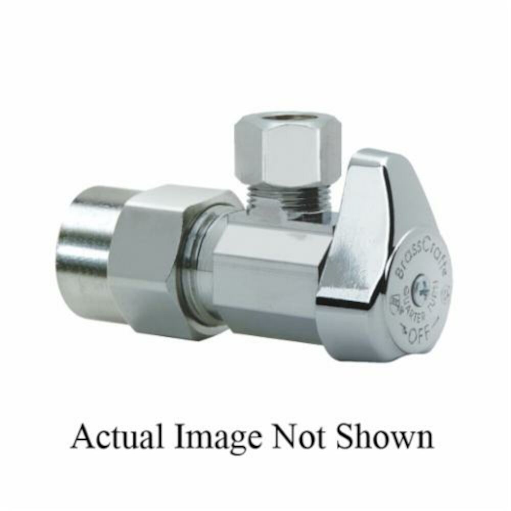 BrassCraft® G2PR19X R 1/4 Turn Water Supply Stop, 1/2x3/8" Nominal, CPVCxCompression, 125 psi, Brass Body, Rough Brass, Domestic