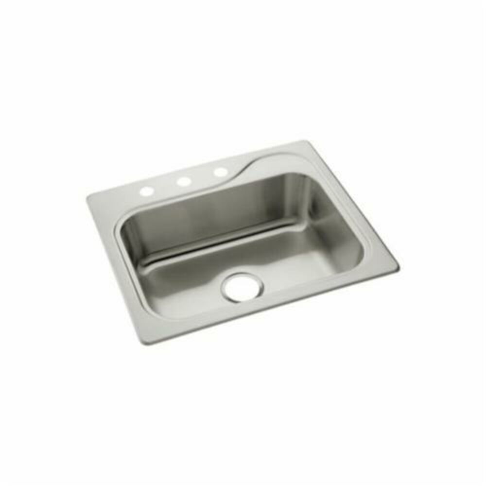 11403-3-NA Self-Rimming Kitchen Sink, Rectangular, Top Mount, Stainless Steel, Satin