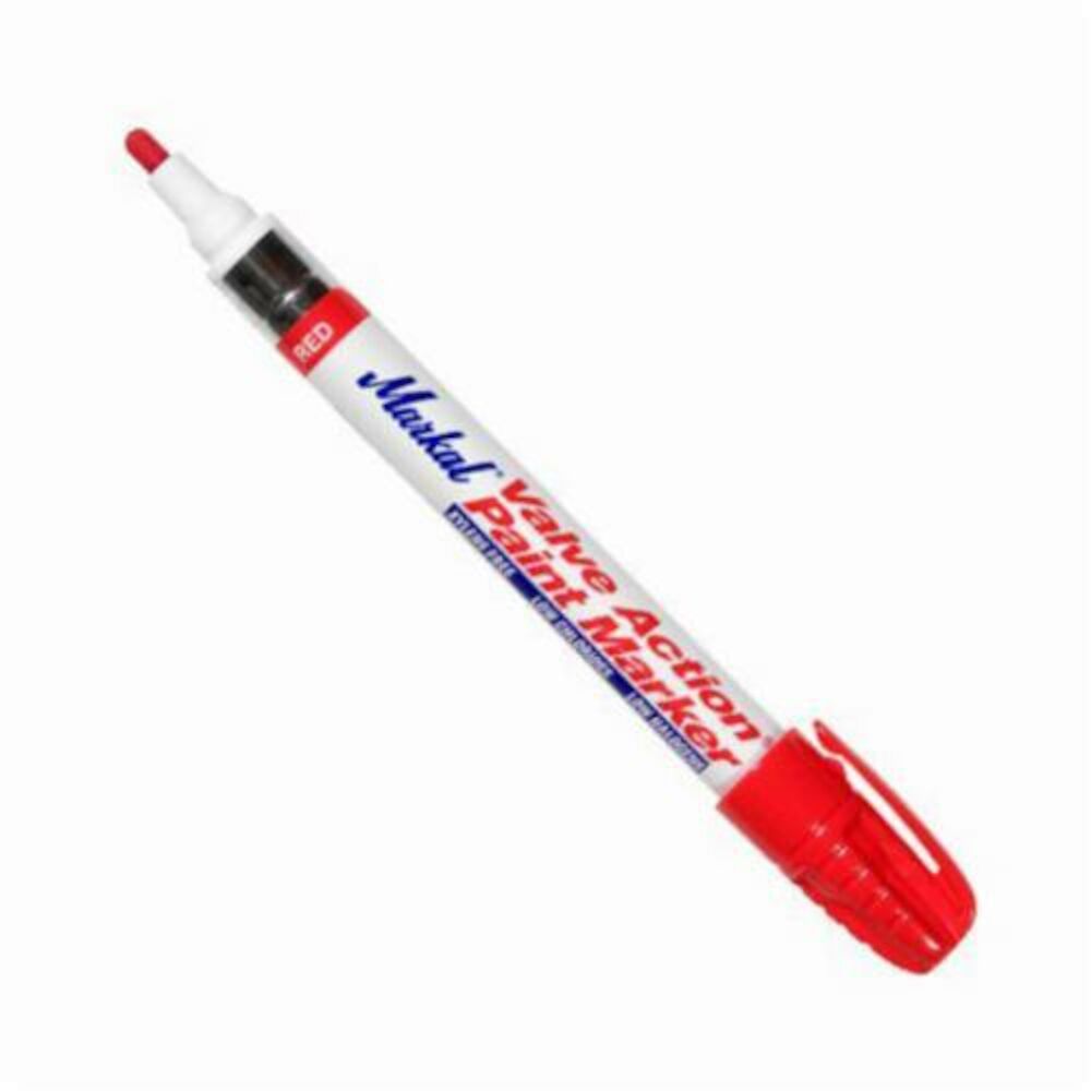 Markal® 096822 Valve Action® Liquid Paint Marker, 1/8" Medium Bullet Tip, Fiber Nib/Metal Barrel, Red