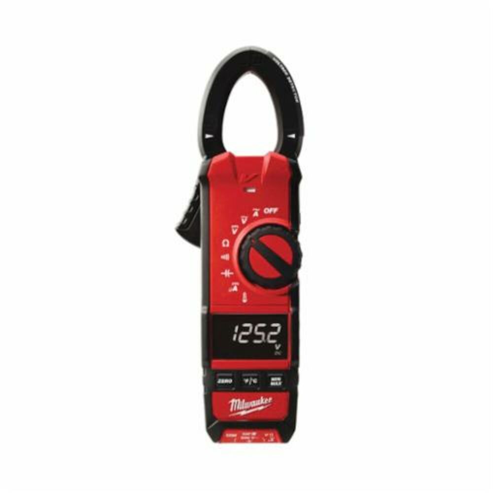Milwaukee® Tool 2236-20 Clamp Meter, 600 V/VDC, 600 A, 6 kOhm, 1 Hz to 10 kHz, 1.3" Jaw, High Contrast White on Digital Display