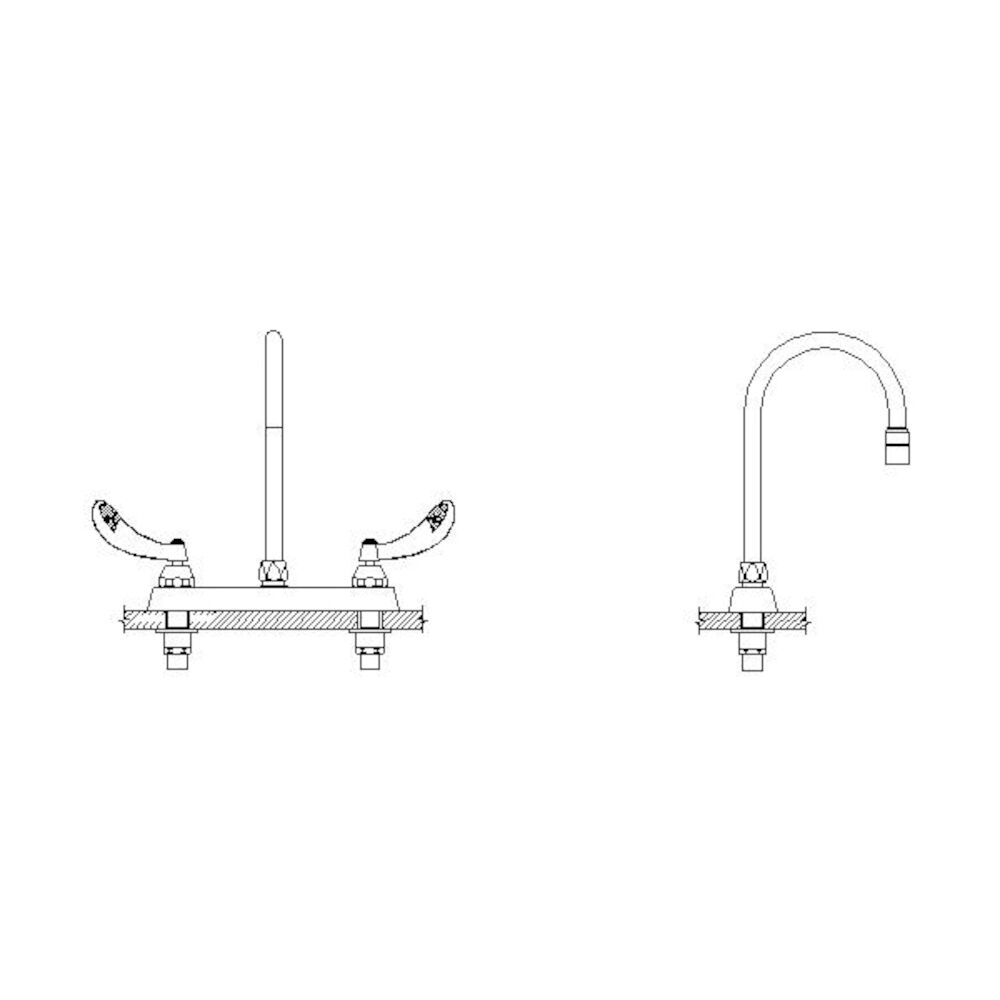 Commercial 26C3 8" Cast Deck Mount Faucet, Chrome