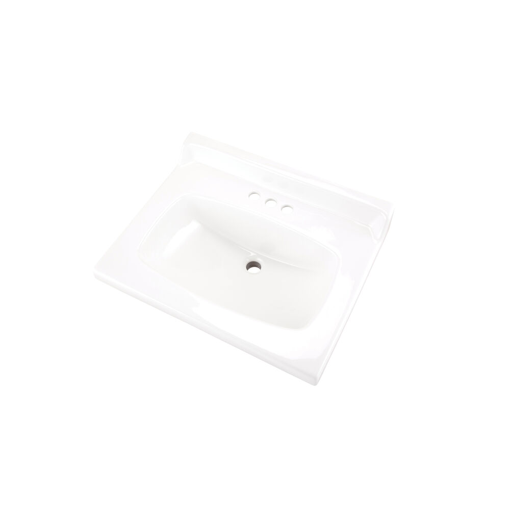 12-244 Double Door Bathroom Sink With Consealed Front Overflow, Rectangular, Vanity Top Mount, Vitreous China, White