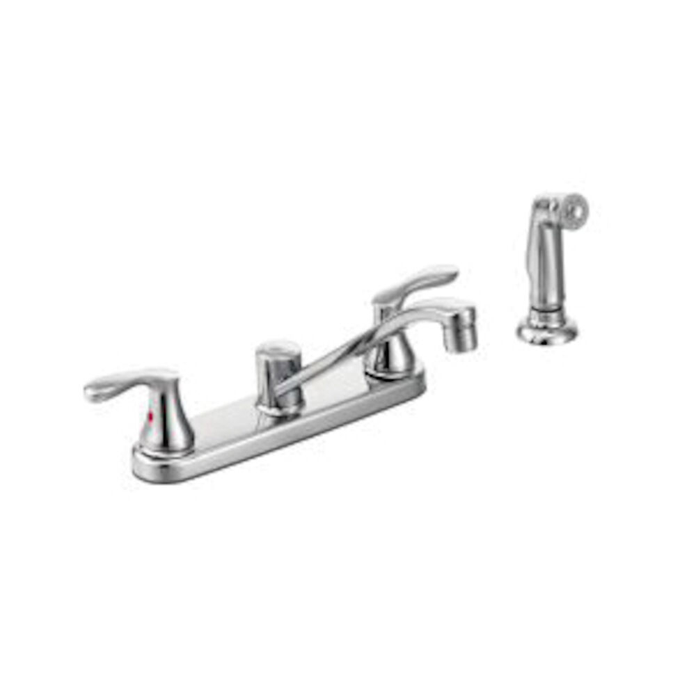CFG 40618 Cornerstone™ Kitchen Faucet With Side Spray, 1.5 gpm, 8" Center, Chrome Plated, 2 Handles, Domestic, Residential