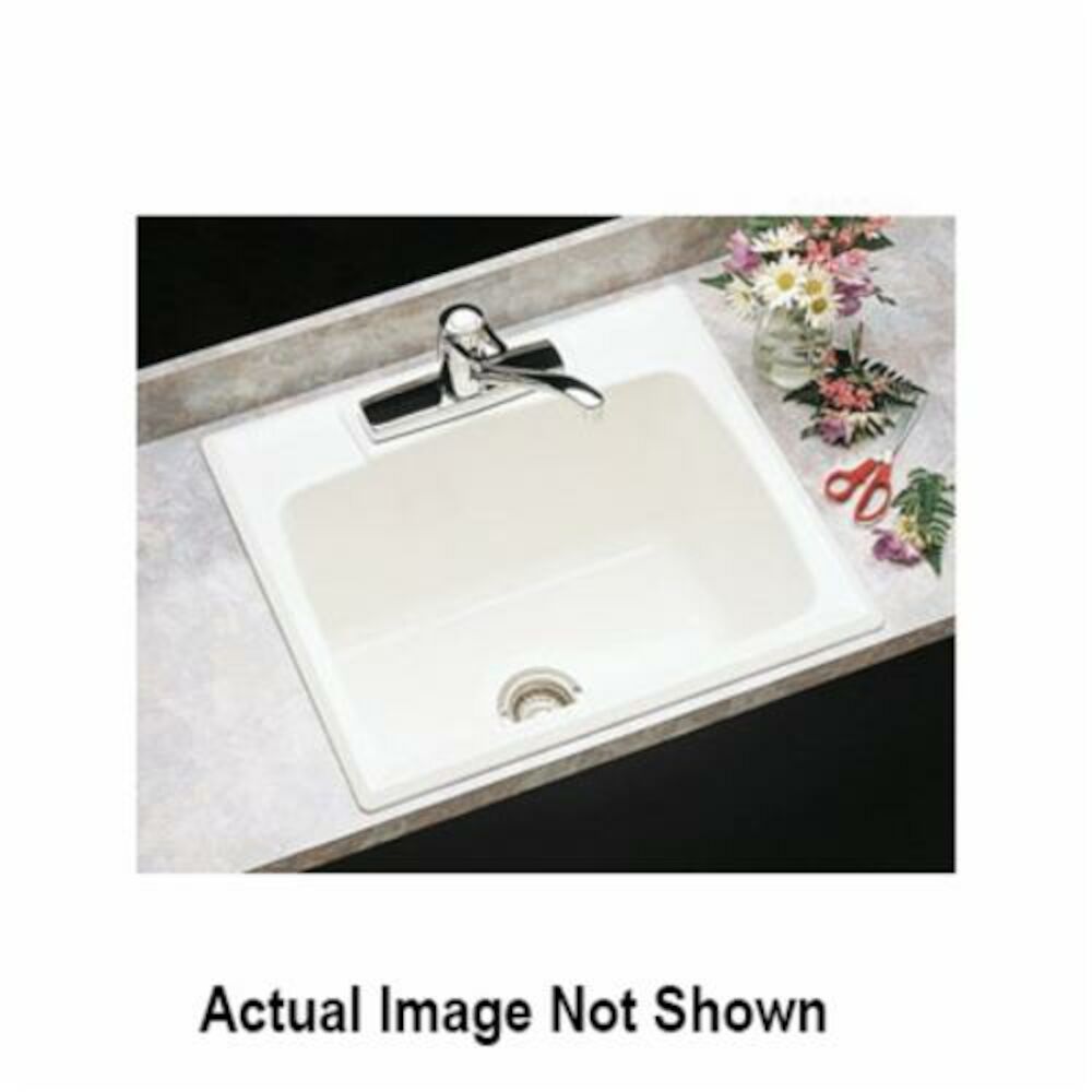 ELM® MUSTEE 10CBT Self-Rimming Utility Sink, 25" W x 13-3/4" D x 22" H, Fiberglass, Biscuit