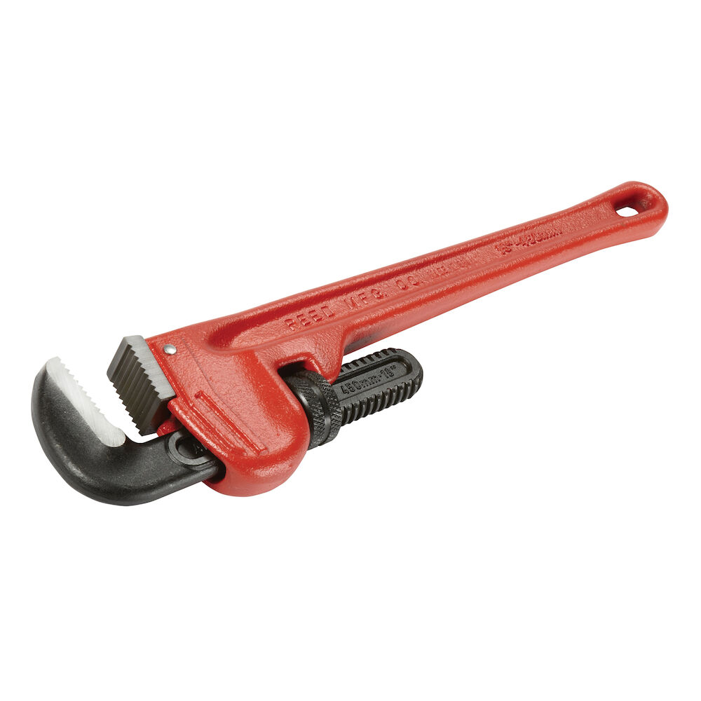 Reed RW18 Heavy Duty Straight Pipe Wrench, 1/4 to 2-1/2" Pipe, 18" OAL, Heel Jaw, Ductile Iron Handle