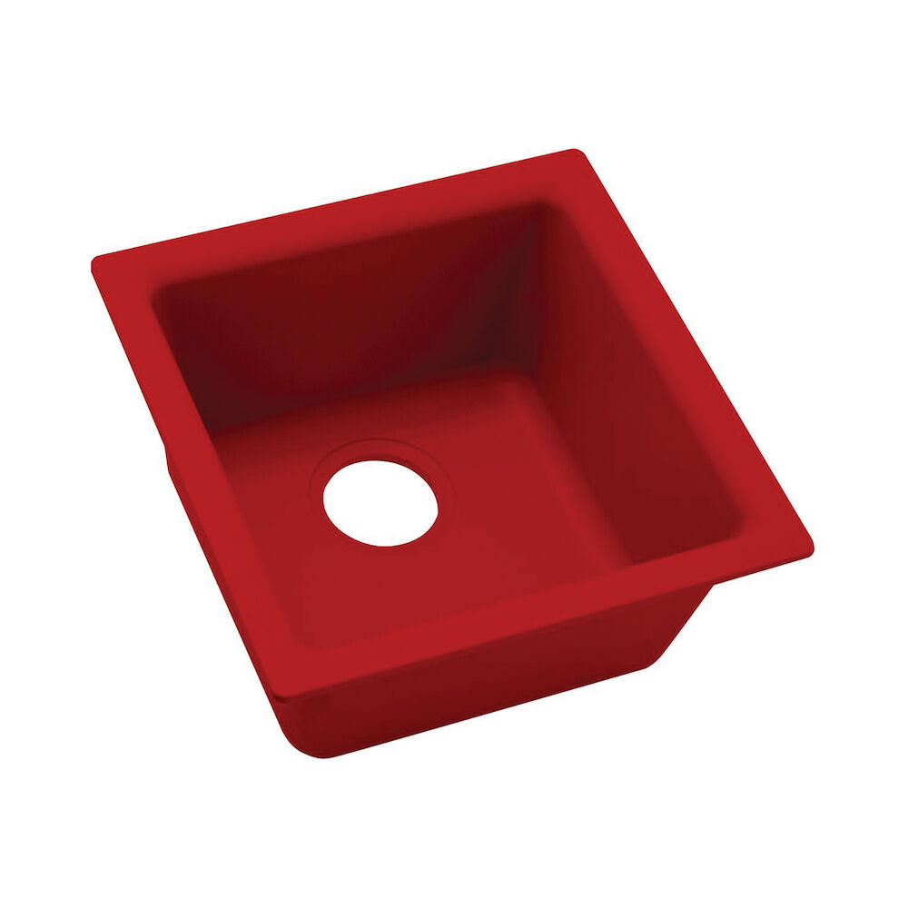 ELX1616MA0 15-3/4" Quartz Luxe Single Bowl Dual-Mount Square Bar Sink, Maraschino