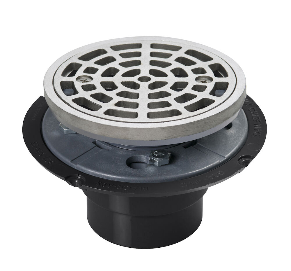 821-200ASR Shower Pan Drain, 2 in, Hub, 4-7/16" Grid, ABS Drain