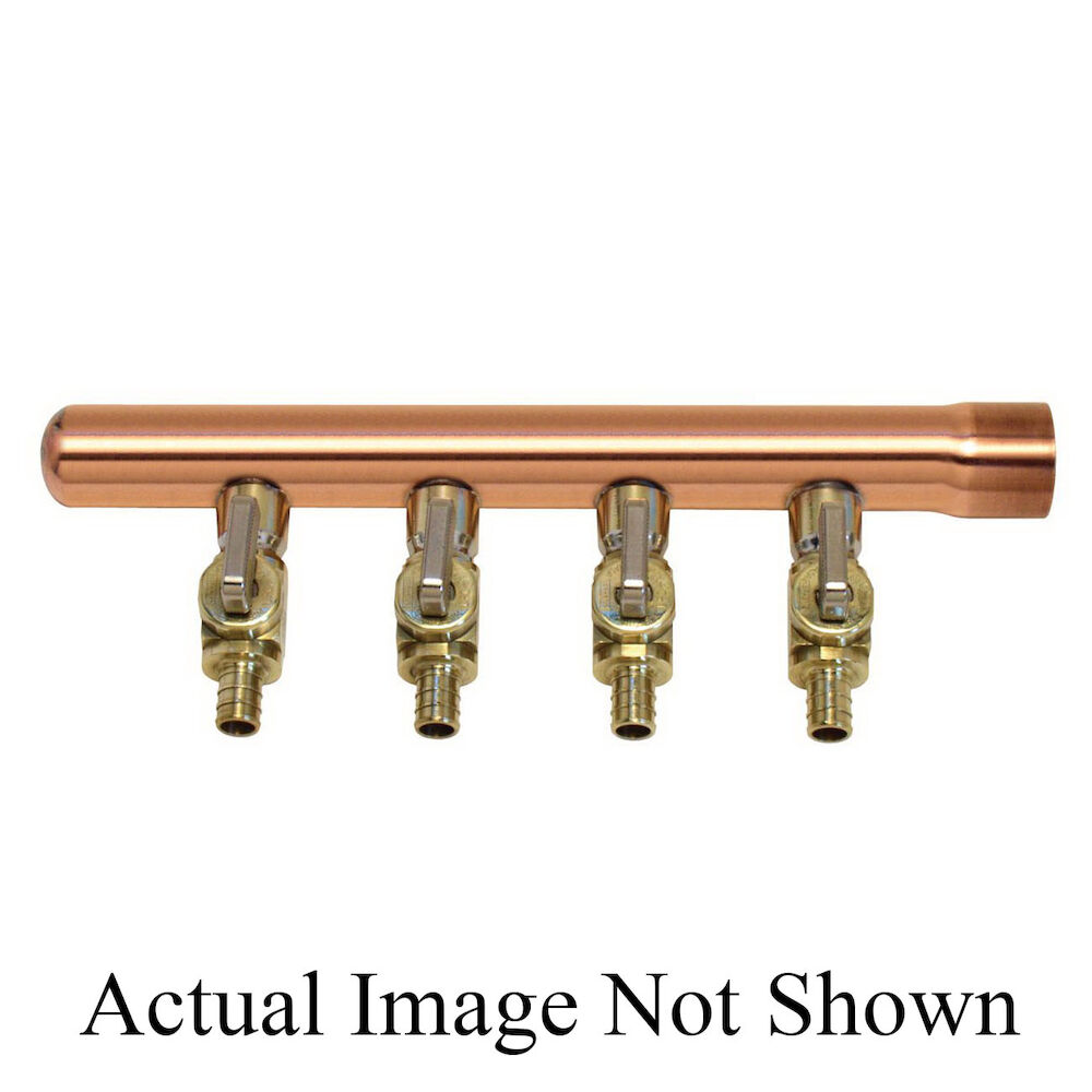 WATTS® 0121104, LFWPCM1-M4-08B LFWPCM1-M Manifold, (1) 1 in Inletsx(4) 1/2 in Outlets, Copper, Domestic