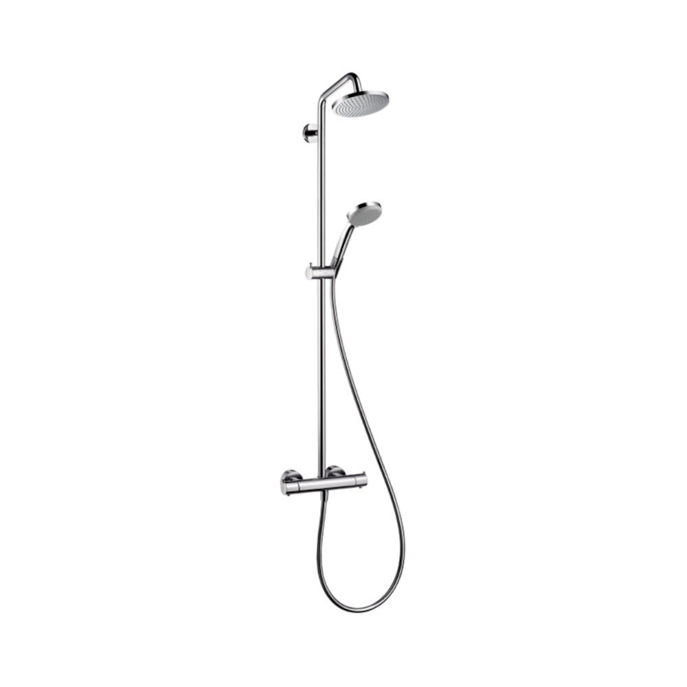 27169001 Croma Shower Pipe, Full/Pulsating Massage/Intense Turbo Spray, Chrome Plated