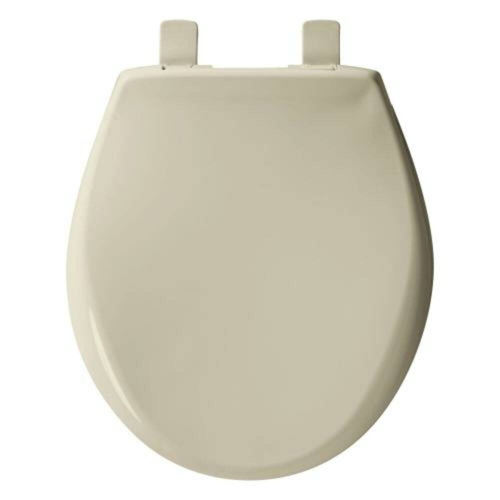 Bemis® 200E4 006 Toilet Seat With Cover, Round Bowl, Closed Front, Plastic, Bone, Adjustable Hinge, Domestic
