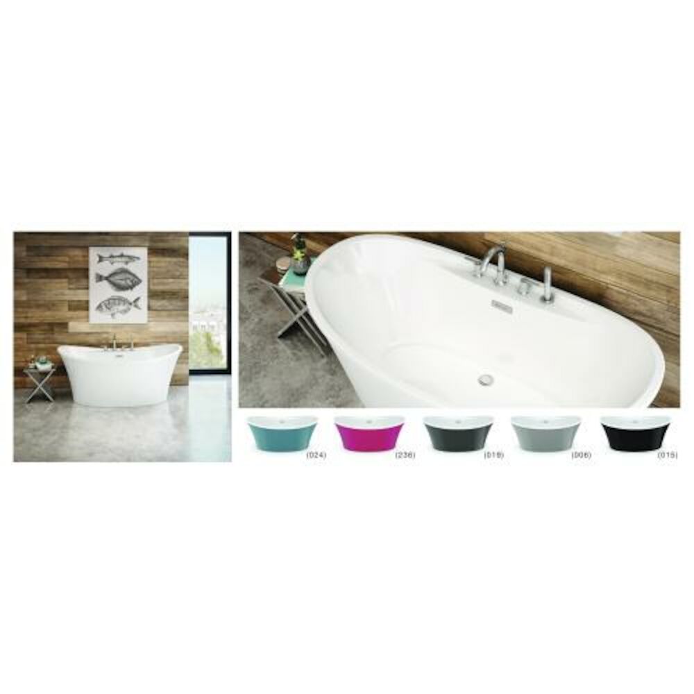 MAAX® 106267-000-019 2-Piece Bathtub, Ariosa 6636, 66" L x 36" W, Center Drain, Thunder Gray