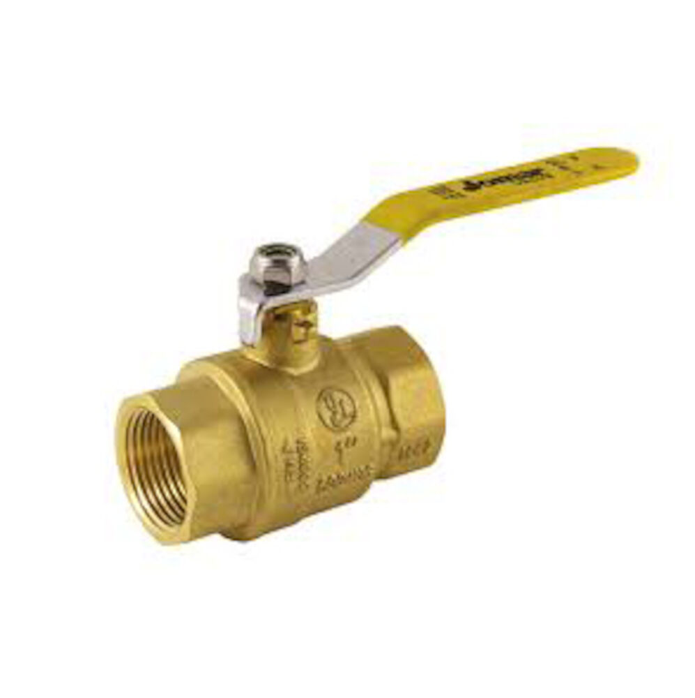Jomar Valve® 100-104 2-Piece Ball Valve With Handle, 3/4 in, NPT, Brass Body, Full Port, Buna-N/PTFE Softgoods