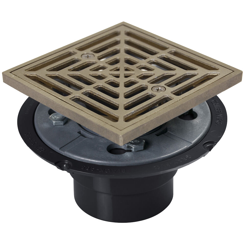 821-200ANQ Shower Pan Drain, 2 in, Hub, 4-1/2" Grid, ABS Drain