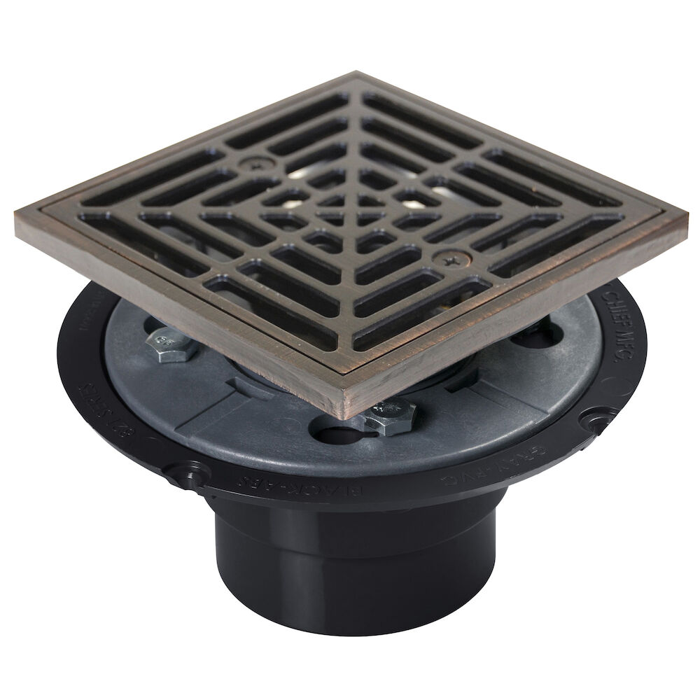 821-200ARBQ Shower Pan Drain, 2 in, Hub, 4-1/2" Grid, ABS Drain