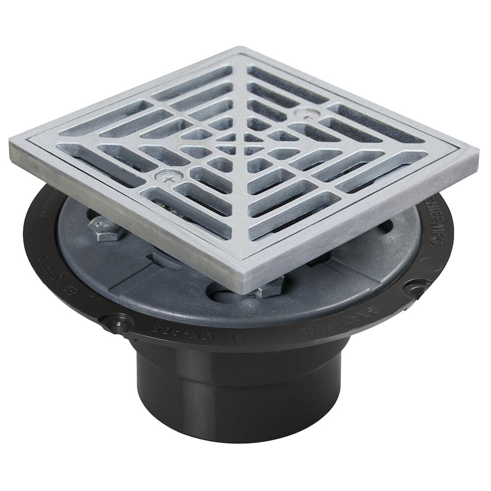 821-200ASQ Shower Pan Drain, 2 in, Hub, 4-1/2" Grid, ABS Drain