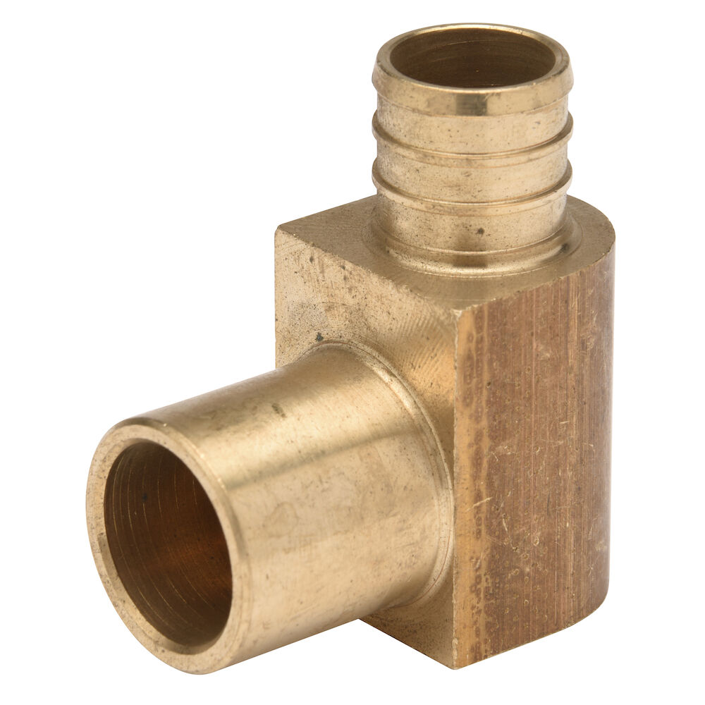 Zurn PEX® QQE675GX Crimp Baseboard Elbow, 3/4 in, Male CxBarb, Brass