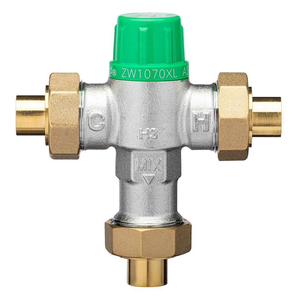 Zurn® Wilkins Aqua-Gard® 12-ZW1070XLC Thermostatic Mixing Valve, 1/2 in, Female C, 145 psi, 10 gpm Flow, Cast Bronze Body