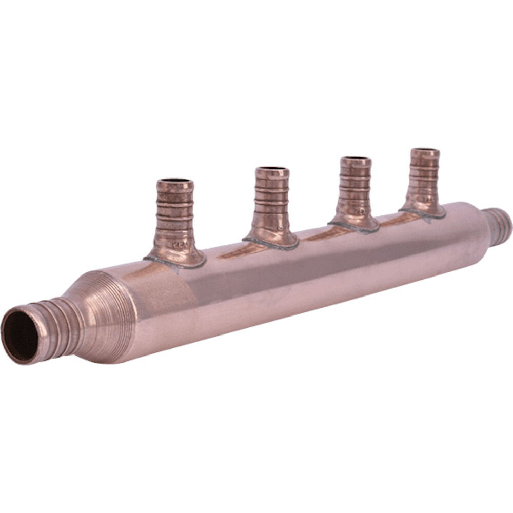 SharkBite® 22786 PEX Multi-Port, Tee, 4 Port, Opened, Copper, 1/2" PEX Outlet, 3/4" PEX Inlet