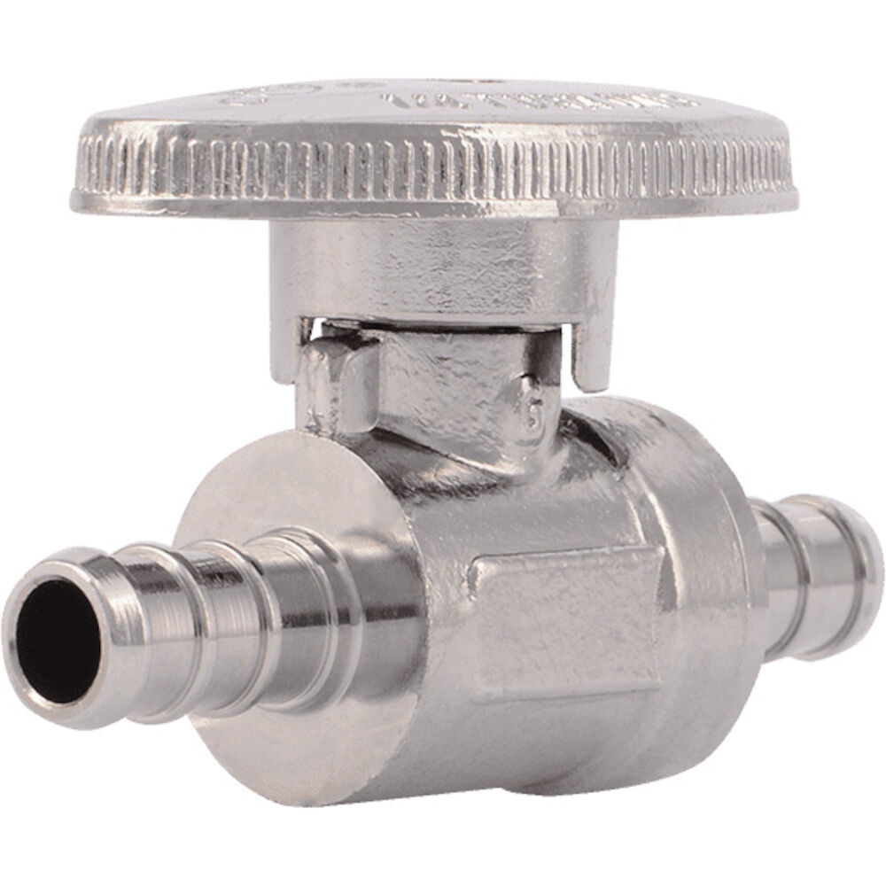 SharkBite® 23382LF Brass Crimp Straight Stop, Quarter Turn, 3/8x3/8 in