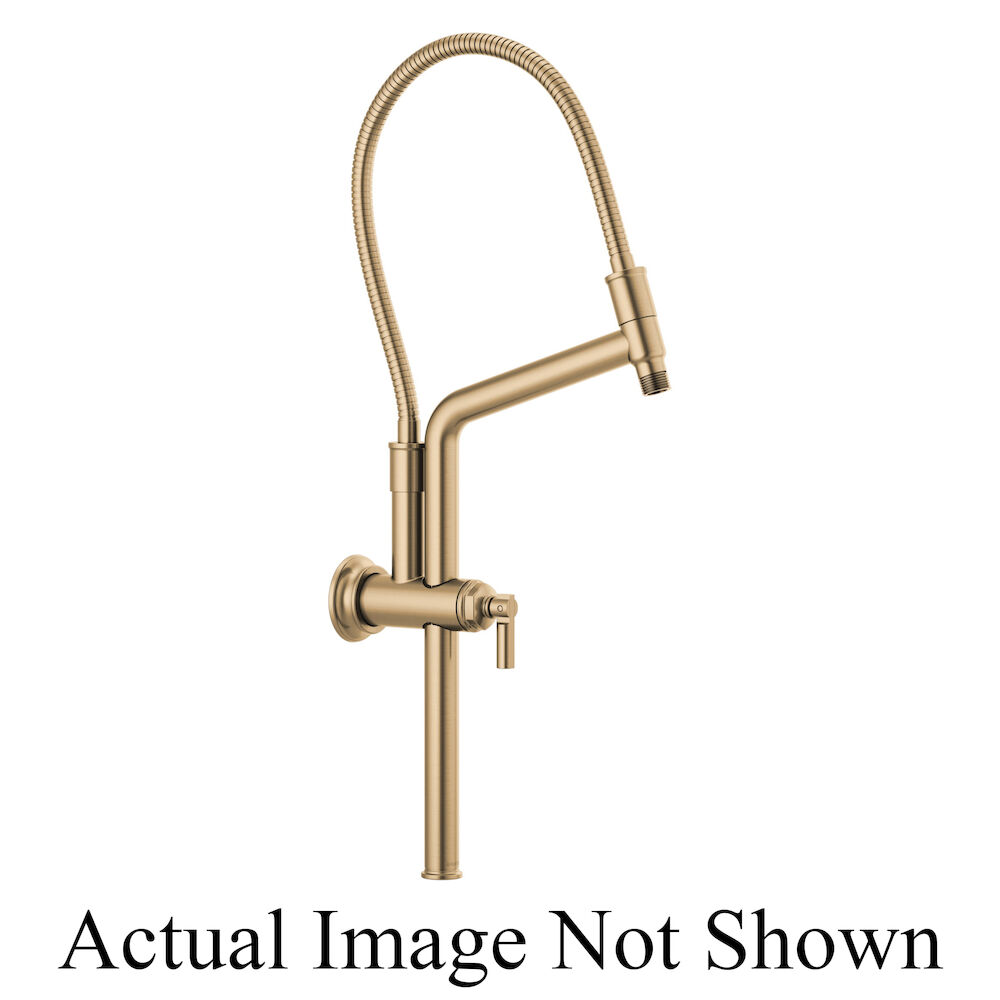 Brizo Essential™ Shower 10 7/16" Classic Slide Bar Shower Arm And Flange, Luxe Gold