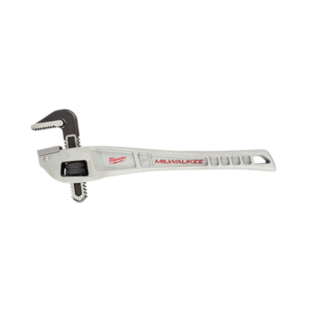 Milwaukee® Tool 48-22-7184 Straight Offset Pipe Wrench, 2" Pipe, 14" OAL, Serrated Jaw, Aluminum Handle