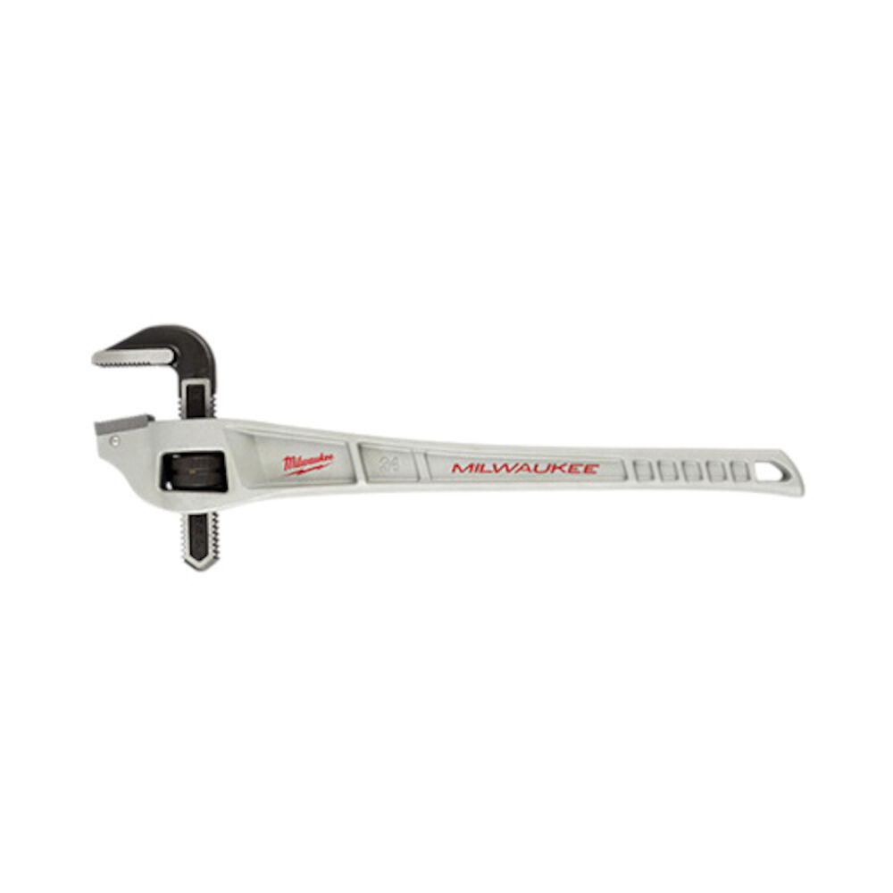 Milwaukee® Tool 48-22-7182 Straight Offset Pipe Wrench, 8" Pipe, 24" OAL, Serrated Jaw, Aluminum Handle