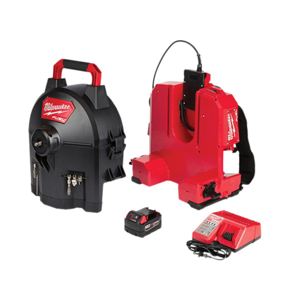 Milwaukee® Tool M18 FUEL™ SWITCH PACK™ 2775E-211 Cordless Sectional Drum System Kit, 1/2" x 100 ft, 5/8" x 100' Drain Line, 18 VDC