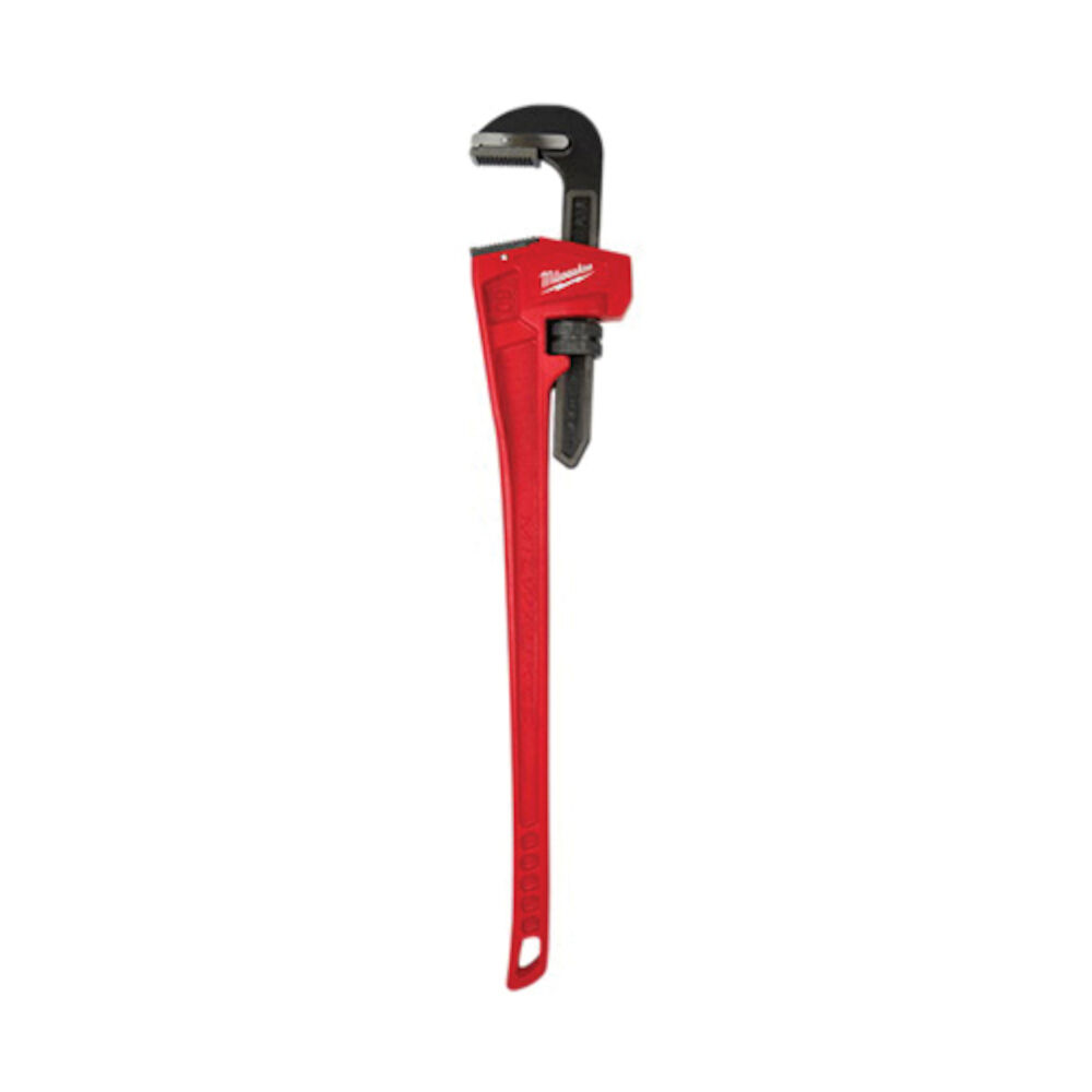 Milwaukee® Tool 48-22-7160 Straight Pipe Wrench, 60" OAL, Serrated Jaw, Steel Handle, Red