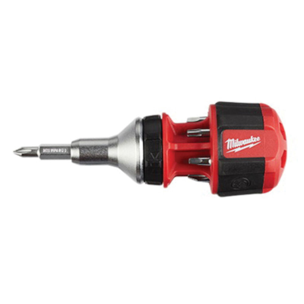 Milwaukee® Tool 48-22-2330 8-in-1 Compact General Purpose Ratcheting Multi-Bit Screwdriver, 8 Pieces, Steel