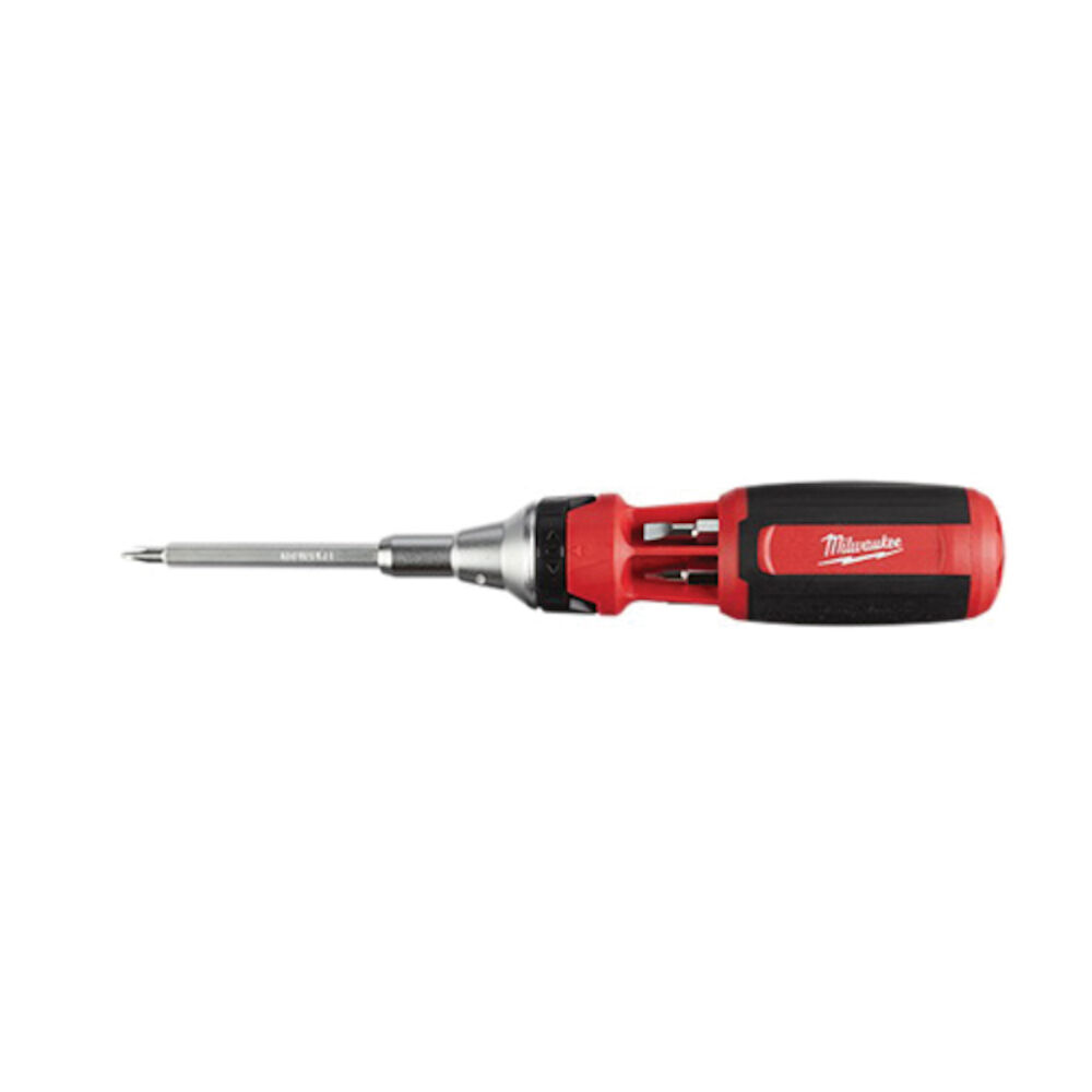 Milwaukee® Tool 48-22-2322 9-in-1 General Purpose Ratcheting Multi-Bit Screwdriver, 9 Pieces, Phillips®/Slotted/Square Point, Steel