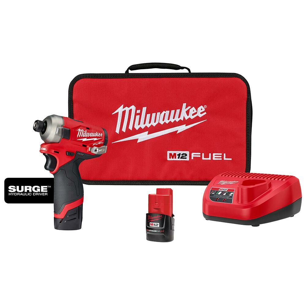 Milwaukee® Tool 2551-22 M12 FUEL™ SURGE™ 1/4" Hex Hydraulic Driver 2 Battery Kit