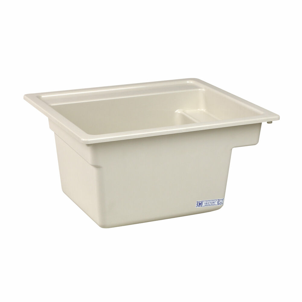 25" ELM® MUSTEE 25BT Vector™ Self-Rimming Multi-Task Utility Sink, Drop-In Mount, Fiberglass, Biscuit