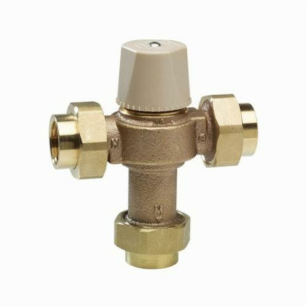 WATTS® 0559118 LFMMV, LFMMVM1-US Thermostatic Mixing Valve, 3/4 in, Solder, 150 psi, 0.5 to 20 gpm, Copper Silicon Alloy Body, Domestic