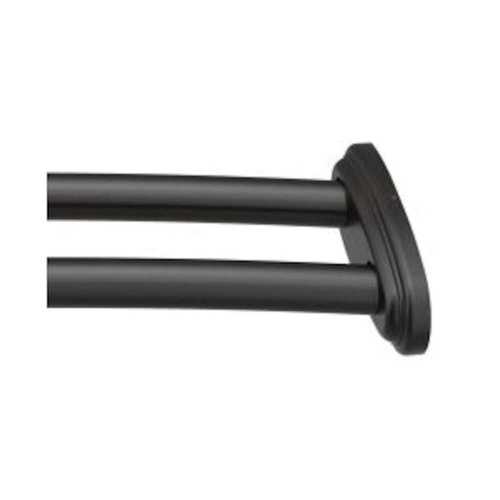 DN2141BL Adjustable Double Curved Shower Rod, Stainless Steel, Matte Black