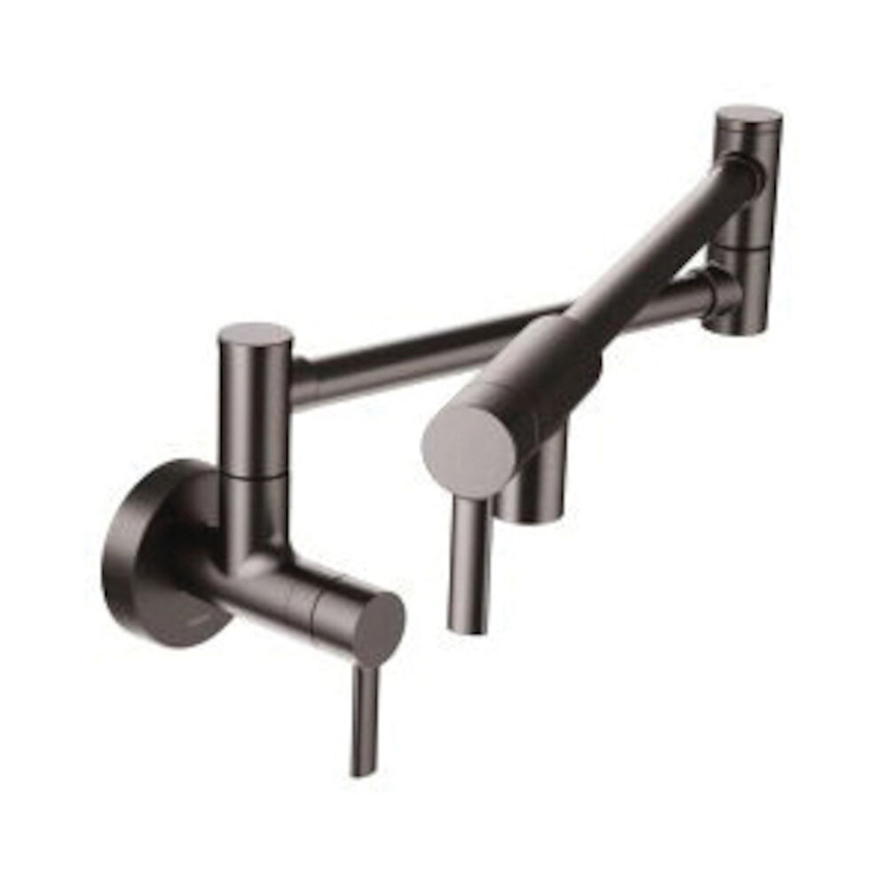 Moen® S665BLS Pot Filler Kitchen Faucet, Modern, 5.5 gpm, Swivel Spout, Black/Stainless Steel, 2 Handles