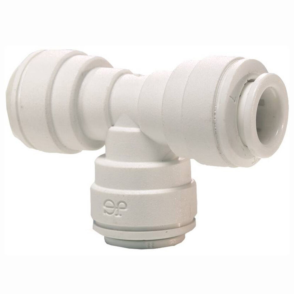 John Guest Speedfit PP0208WP Tube Union Equal Tee, 1/4 in, Push-Fit, 4 - 10 bar Working, Polypropylene, 140 degF